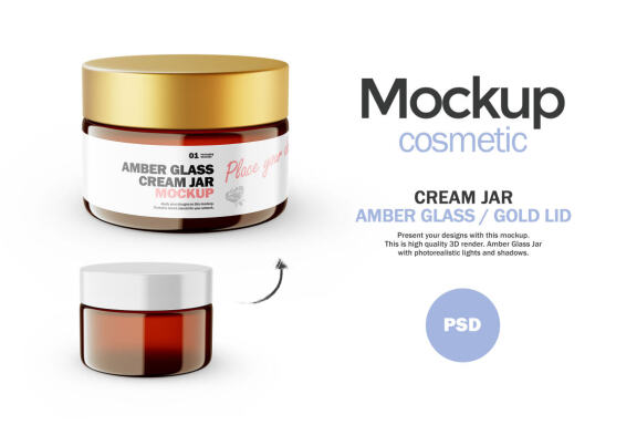 Amber Glass Jar - PSD Mockup