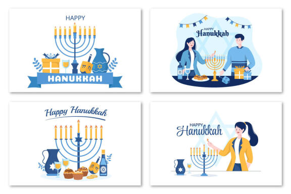 14 Happy Hanukkah Jewish Holiday Illustration