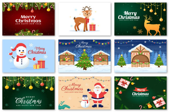 26 Merry Christmas and Happy New Year Illustration