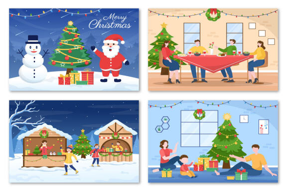 26 Merry Christmas and Happy New Year Illustration
