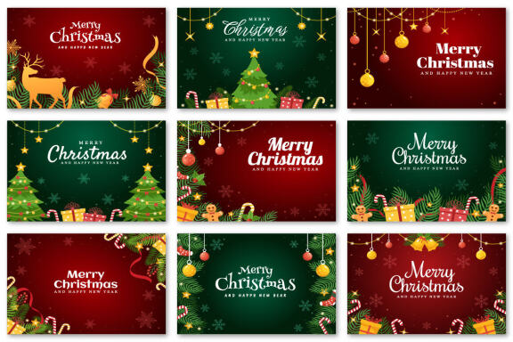 26 Merry Christmas and Happy New Year Illustration
