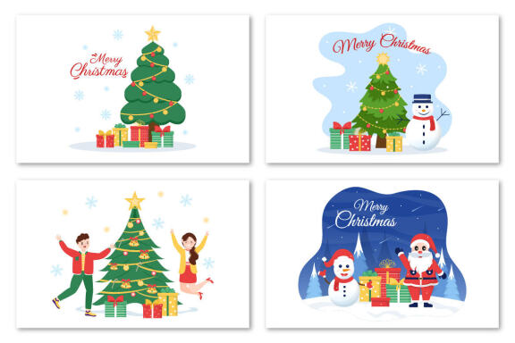 26 Merry Christmas and Happy New Year Illustration