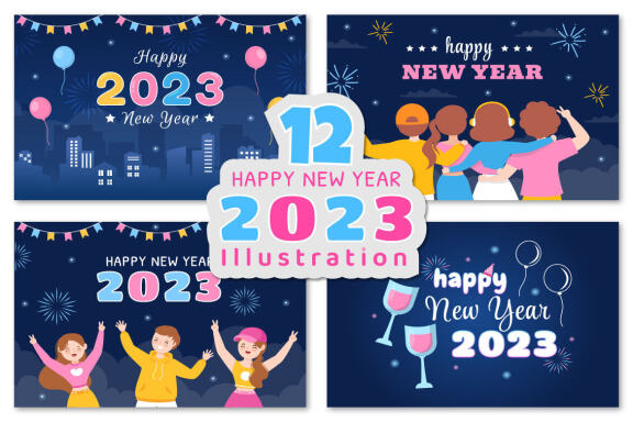 12 Happy New Year 2023 Illustration
