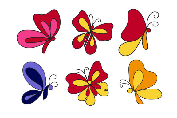 Hand drawn butterflies set
