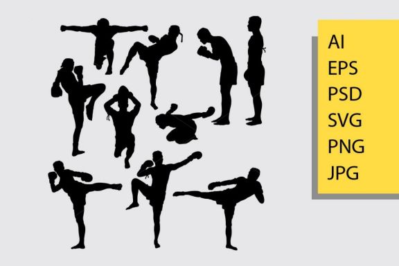 Thai boxing silhouette