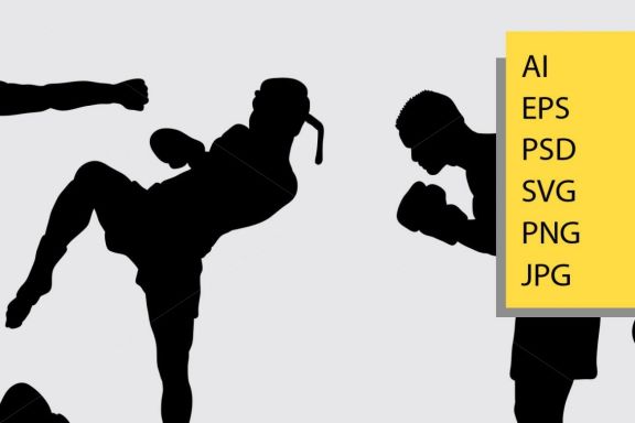 Thai boxing silhouette