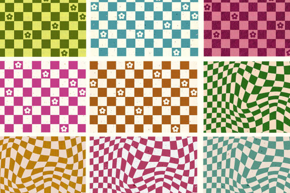 Retro Checkered Textures 70s 90s 