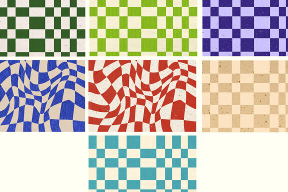 25 Checkered Hippie Retro Papers