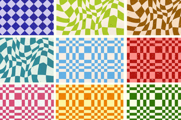 25 Checkered Hippie Retro Papers
