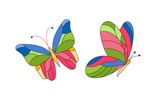 Hand draw collection of pretty colorful butterflies