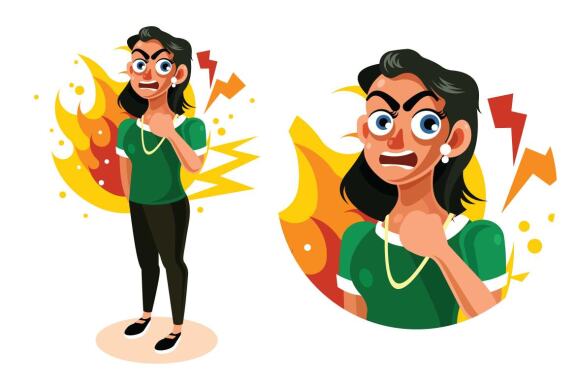 Angry and Frustrated Woman Expression Illustration