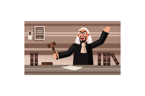 Angry Judge Character Vector Illustration