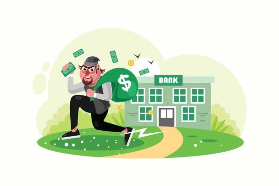 Bank Robbers Run Away with Money Bags