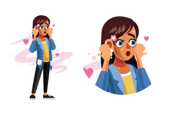 Beautiful Girl Falling in Love Vector Illustration