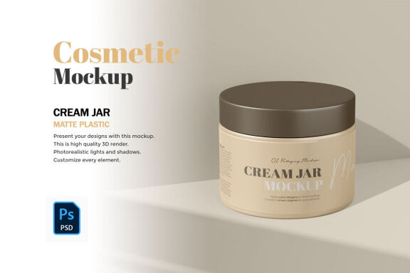 Plastic Cream Jar - PSD Mockup