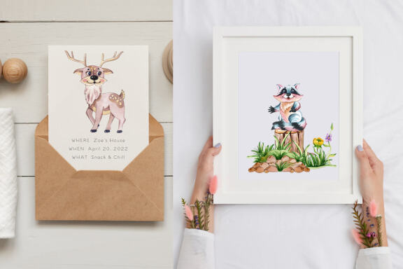 Woodland animals clipart. Forest cute baby animals clipart.