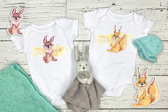 Woodland animals clipart. Forest cute baby animals clipart.