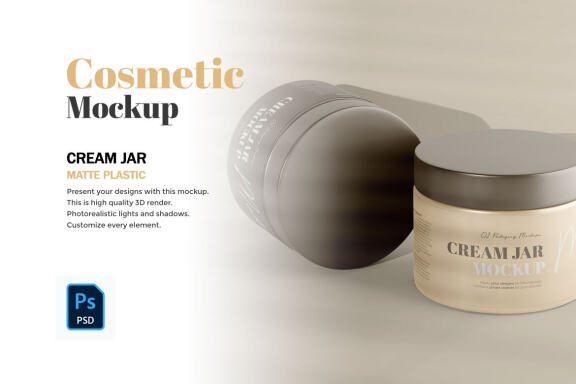Plastic Cream Jars - PSD Mockup