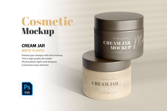 Plastic Cream Jars - PSD Mockup