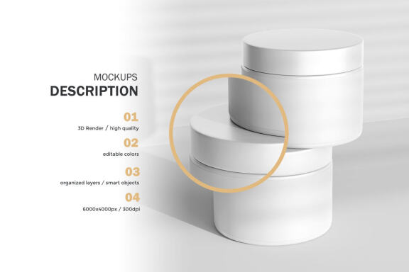 Plastic Cream Jars - PSD Mockup