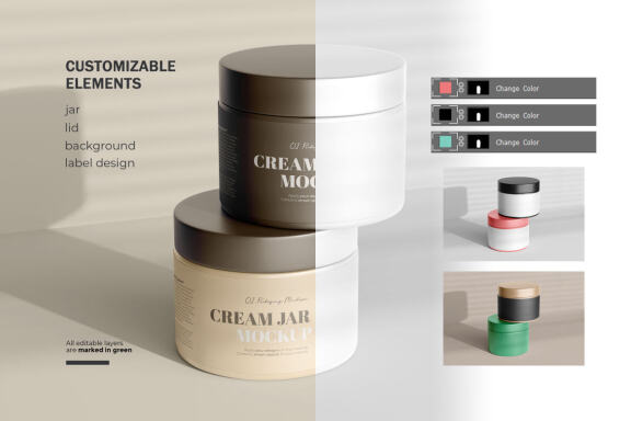 Plastic Cream Jars - PSD Mockup