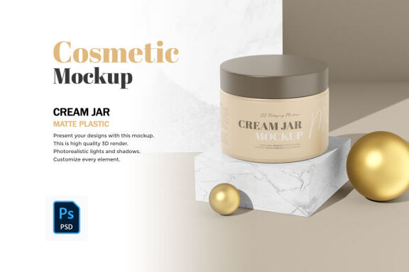 Plastic Cream Jars - PSD Mockup