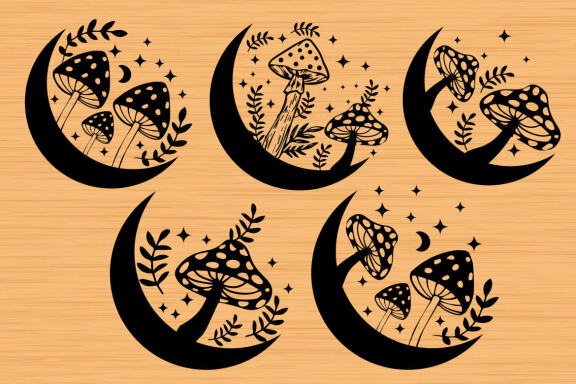 Magic Mushroom Sun Moon Floral