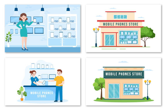 13 Mobile Phone Store Illustration