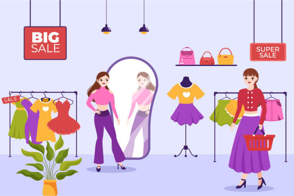 10 Fashion Clothing Store Illustration
