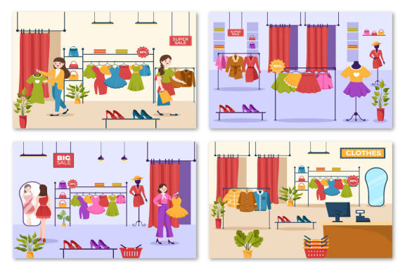 10 Fashion Clothing Store Illustration