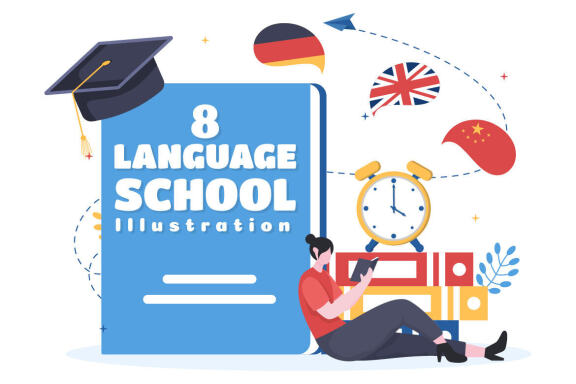 8 Language Learning School Illustration