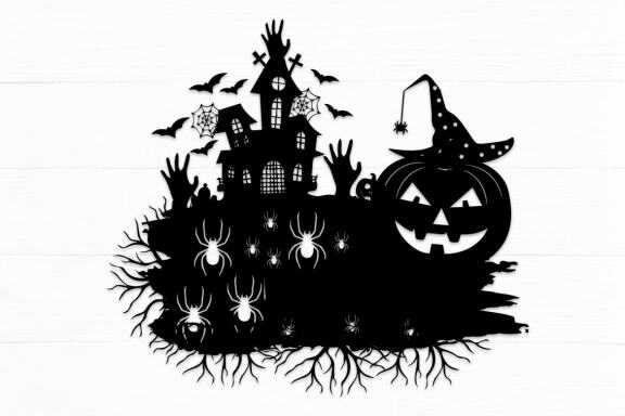 Halloween Pumpkin House Svg Design