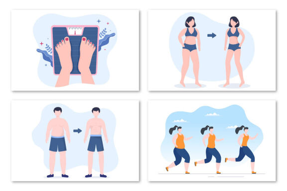 10 Weight Loss Flat Illustration