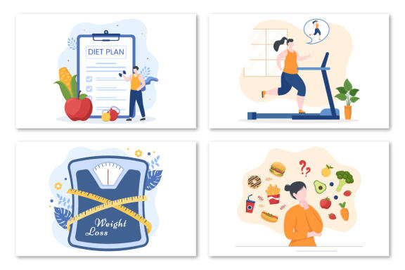 10 Weight Loss Flat Illustration