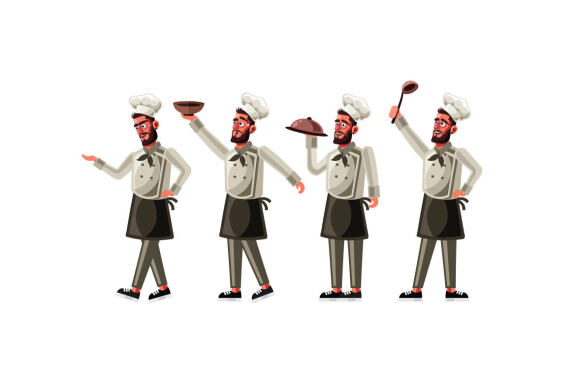 Chef Character Set Graphics Vector Illustration