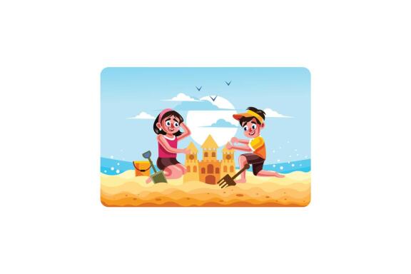 Children Building a Sand Castle on Beach