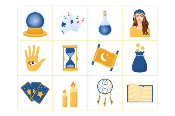10 Fortune Teller Flat Illustration