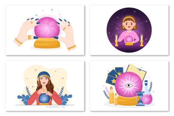 10 Fortune Teller Flat Illustration