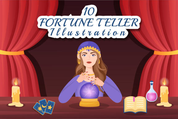 10 Fortune Teller Flat Illustration
