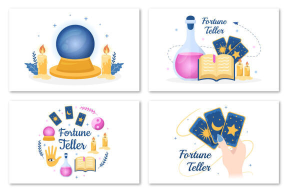10 Fortune Teller Flat Illustration