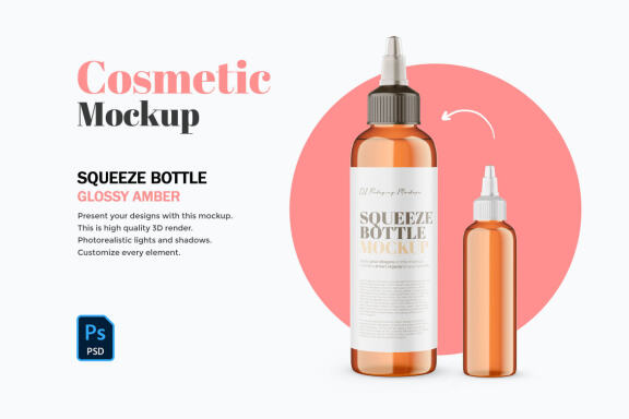 Amber Squeeze Bottle - Cosmetic Product Mockup