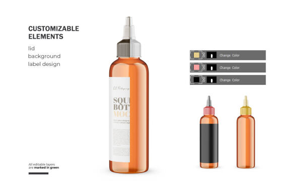 Amber Squeeze Bottle - Cosmetic Product Mockup