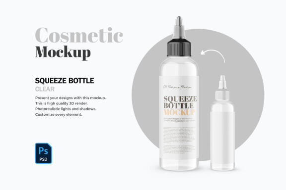 Clear Squeeze Bottle - Cosmetic Product Mockup