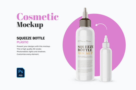 Plastic Squeeze Bottle - Cosmetic Product Mockup