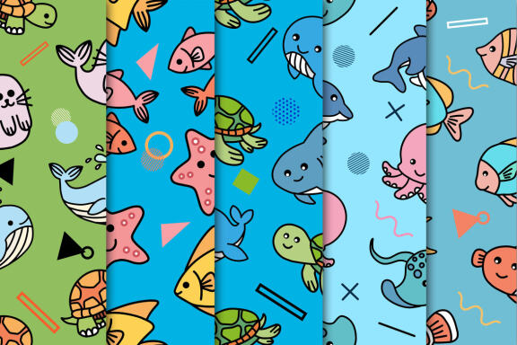 30 Set Bundle Cute Animal Seamless Pattern Background Clipart