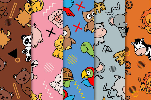 30 Set Bundle Cute Animal Seamless Pattern Background Clipart