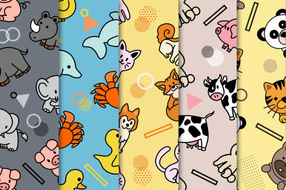 30 Set Bundle Cute Animal Seamless Pattern Background Clipart