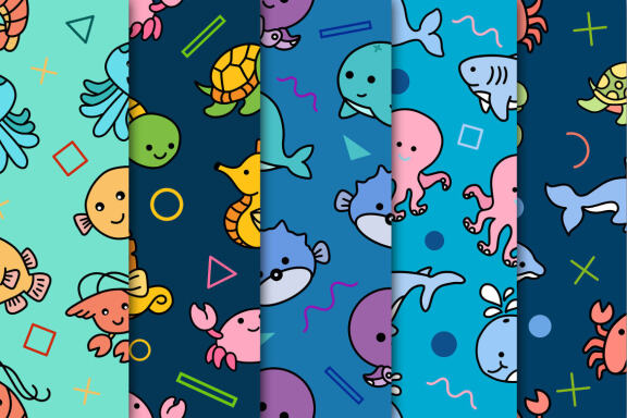 30 Set Bundle Cute Animal Seamless Pattern Background Clipart