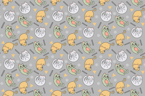 25 Set Bundle Cute Cat Kitten Seamless Pattern Background Clipart