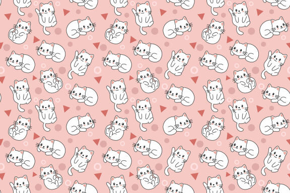 25 Set Bundle Cute Cat Kitten Seamless Pattern Background Clipart